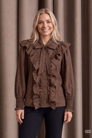 I SAY Olise Flounce Shirt Shirts 885 Khaki