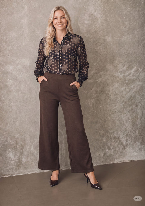 I SAY Osa Pant Pants 126 Brown Melange