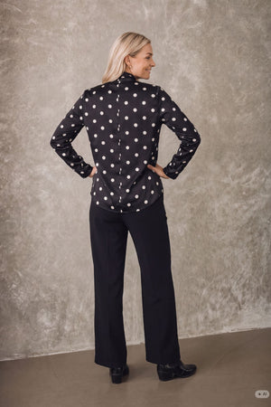 I SAY Osla Bow Blouse Blouses N62 Black w/Dots
