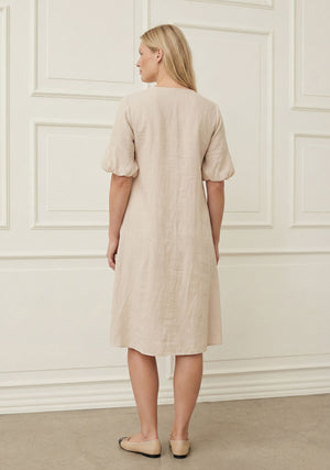 I SAY Pearl Baloon Sleeve Dress Dresses 112 Sand