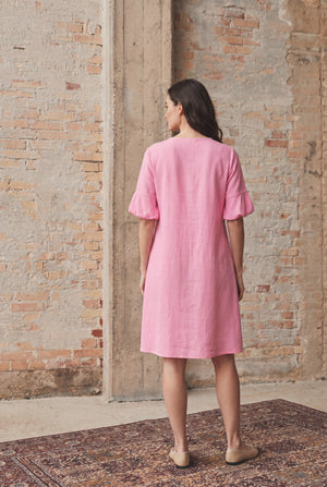 I SAY Pearl Baloon Sleeve Dress Dresses 550 Fresh Pink