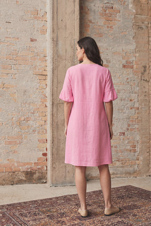 I SAY Pearl Baloon Sleeve Dress Dresses 550 Fresh Pink