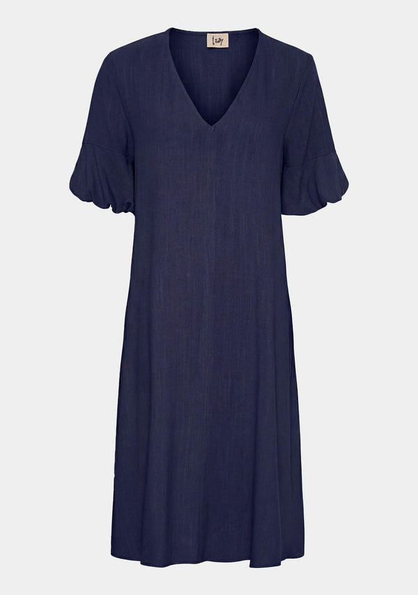 I SAY Pearl Baloon Sleeve Dress Dresses 640 Navy