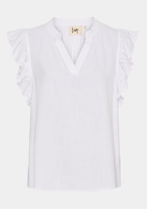 I SAY Pearl Flounce Top Tops 100 White