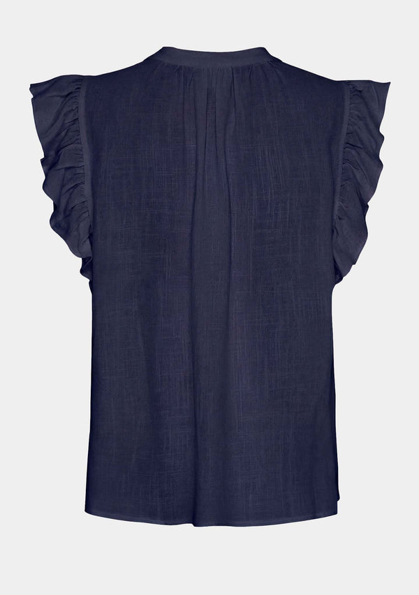 I SAY Pearl Flounce Top Tops 640 Navy