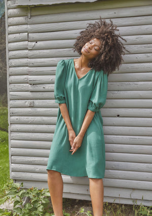 I SAY Pearl V-Neck Dress Dresses 883 Summer Green