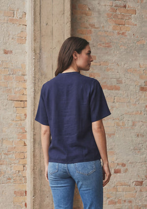 I SAY Pearl s/s Blouse Blouses 640 Navy