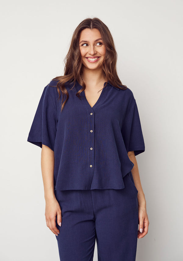 I SAY Pearl s/s Shirt Shirts 640 Navy