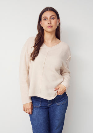 I SAY Robin V-Neck Pullover  Knitwear 146 Cream