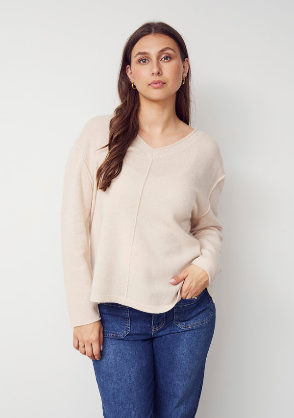 I SAY Robin V-Neck Pullover  Knitwear 146 Cream