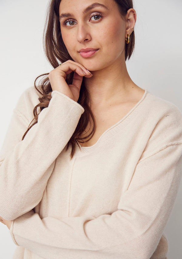 I SAY Robin V-Neck Pullover  Knitwear 146 Cream