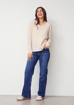 I SAY Robin V-Neck Pullover  Knitwear 146 Cream
