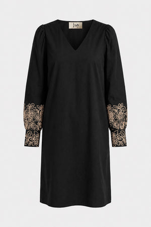 I SAY Sigga Embroidery Dress Dresses N70 Black w/sand embroidery