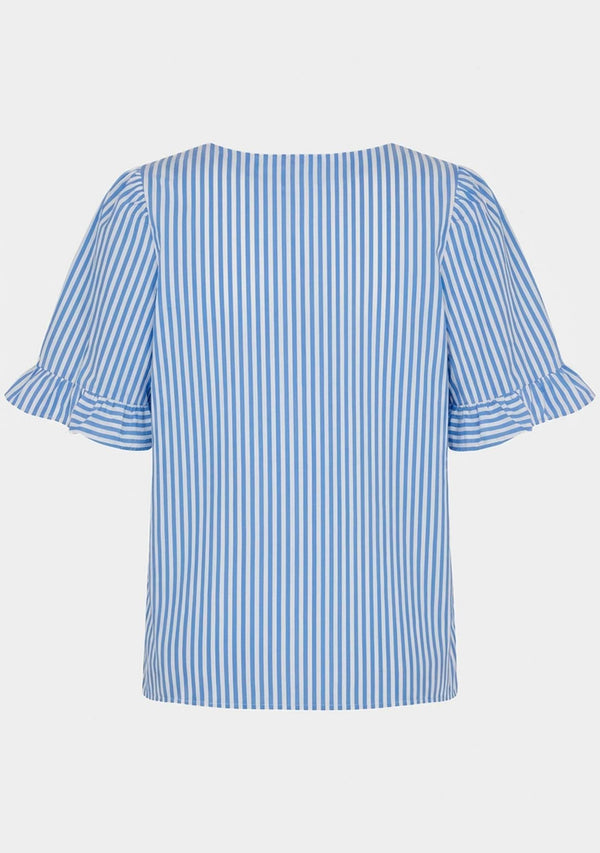 I SAY Sigga Flounce Blouse Blouses N38 Light Blue/White Stripe