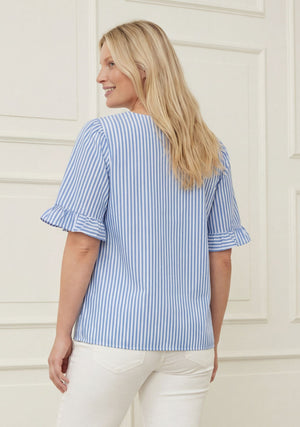 I SAY Sigga Flounce Blouse Blouses N38 Light Blue/White Stripe