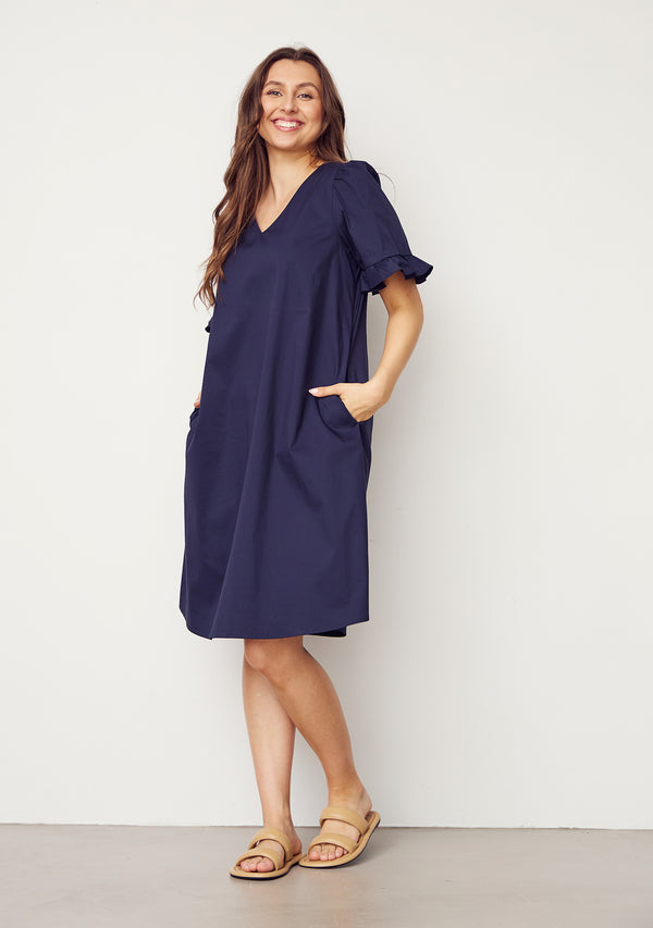 I SAY Sigga Flounce Dress Dresses 640 Navy