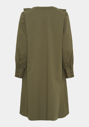 I SAY Sigga V-Flounce Dress Dresses 885 Khaki