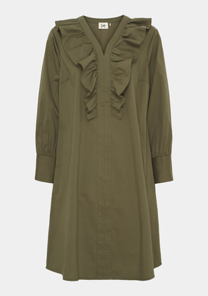 I SAY Sigga V-Flounce Dress Dresses 885 Khaki