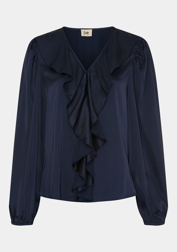 I SAY Steff Flounce Blouse Blouses 640 Navy