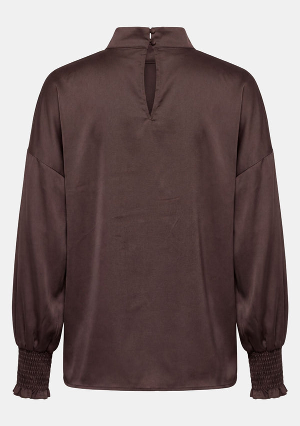 I SAY Steff Highneck Blouse Blouses 356 Dark brown