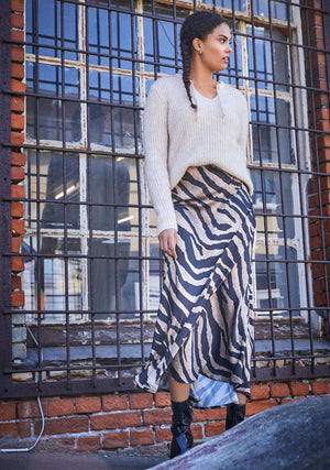 I SAY Steff Printed Skirt Skirts M33 Cafe Latte Stripe