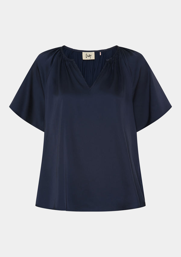 I SAY 	Steff s/s Blouse Blouses 640 Navy