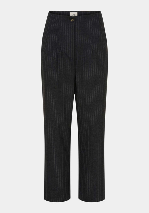 I SAY Veneto Striped Highwaist Pant Pants K51 Dark Grey Pinstripe