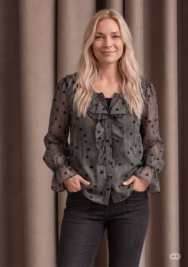 I SAY Vibse Flounce Shirt Shirts 337 Brown dots