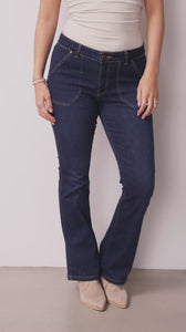 I SAY Como Long Flare Jeans Pants 662 Dark denim